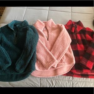 3 Sherpa sweaters Small (fit larger)